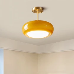 Luz de techo Retro para dormitorio, luz de cristal naranja antiguo, estilo francés, Medieval, comedor, Bauhaus, candelabro amarillo