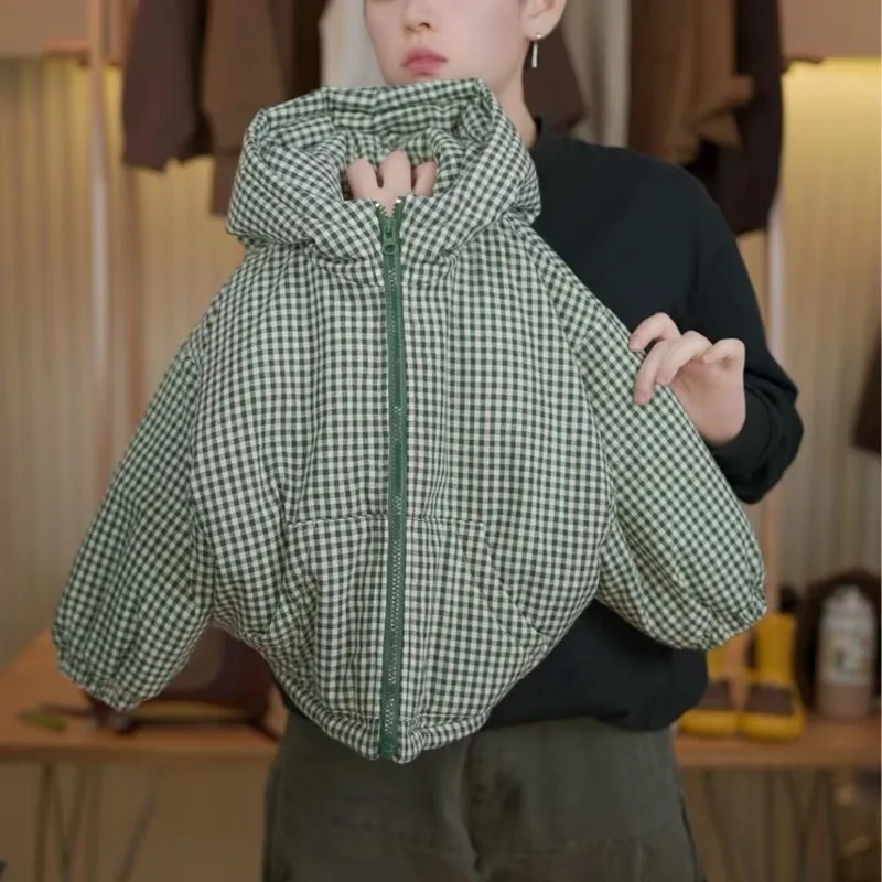 Winter Kinder Mädchen Karierter Parka BELLBELL 1-6 Jahre Kinder Mädchen Plus Samt Warme Oberbekleidung Verdickter Plüsch Säugling Baby Mädchen Kapuzenmantel – Detail 2
