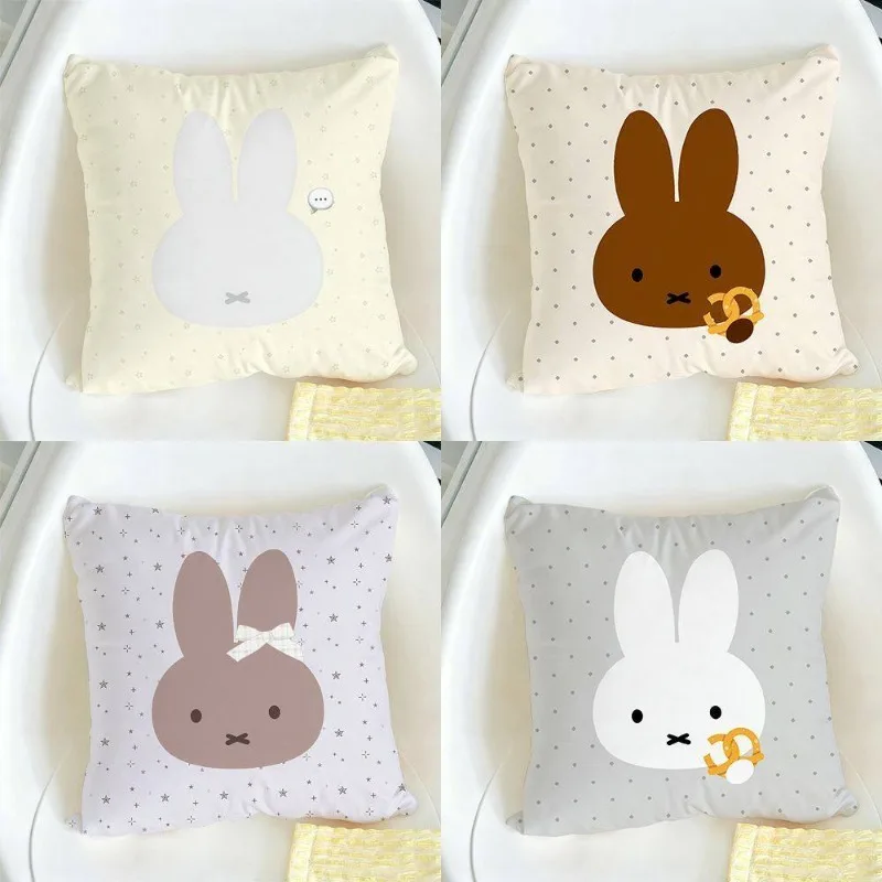 Miffy Kawaii Anime Cartoon Rabbit Pillow Cute Bedroom Dormitory Super Soft Bed Head Pillow Living Room Sofa Lumbar Cushion