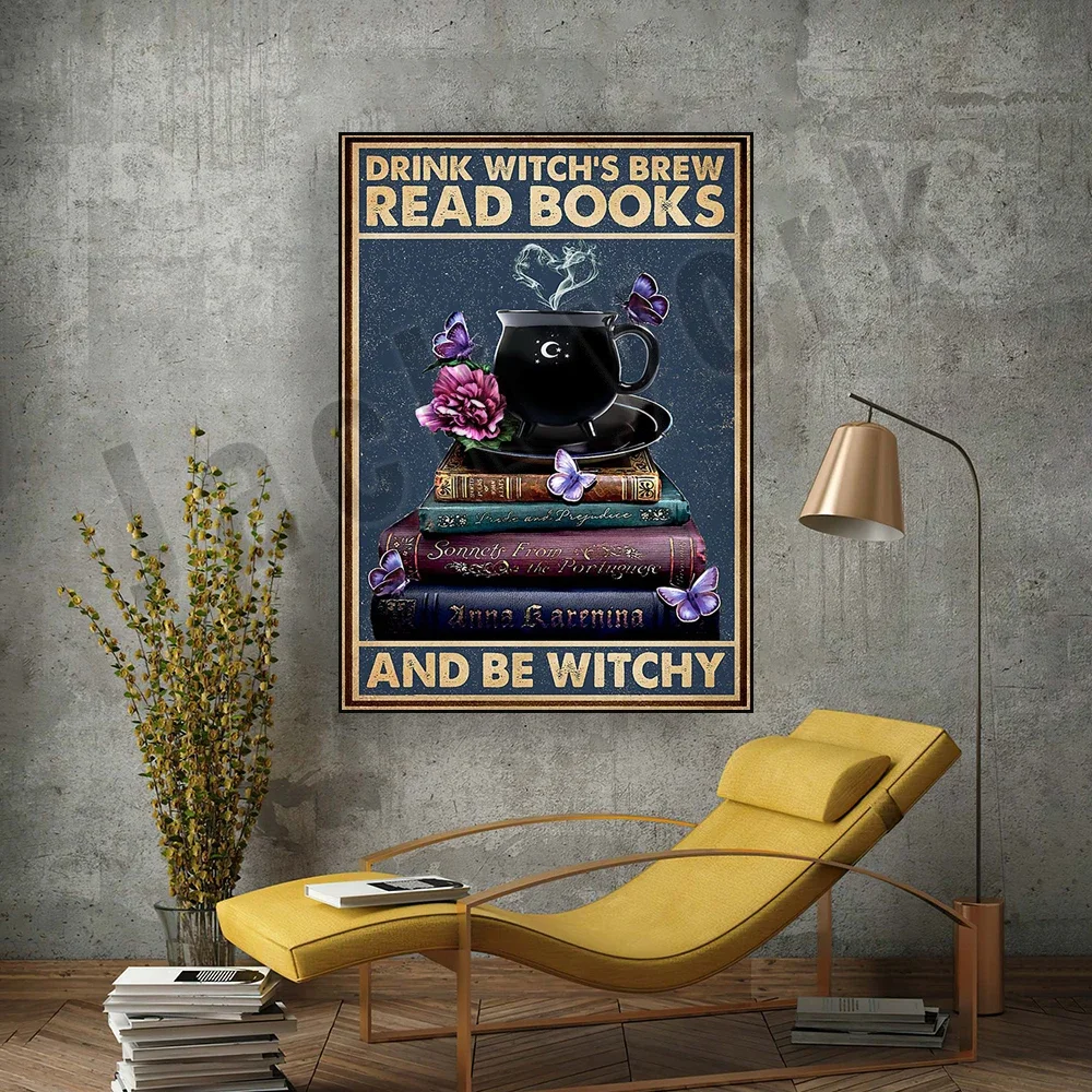 شرب مشروب الساحرة قراءة الكتب وكن ملصقات الساحرة، ديكور المنزل الساحرة، الهالوين، قراءة علامات الساحرة، ملصقات الهالوين، #2