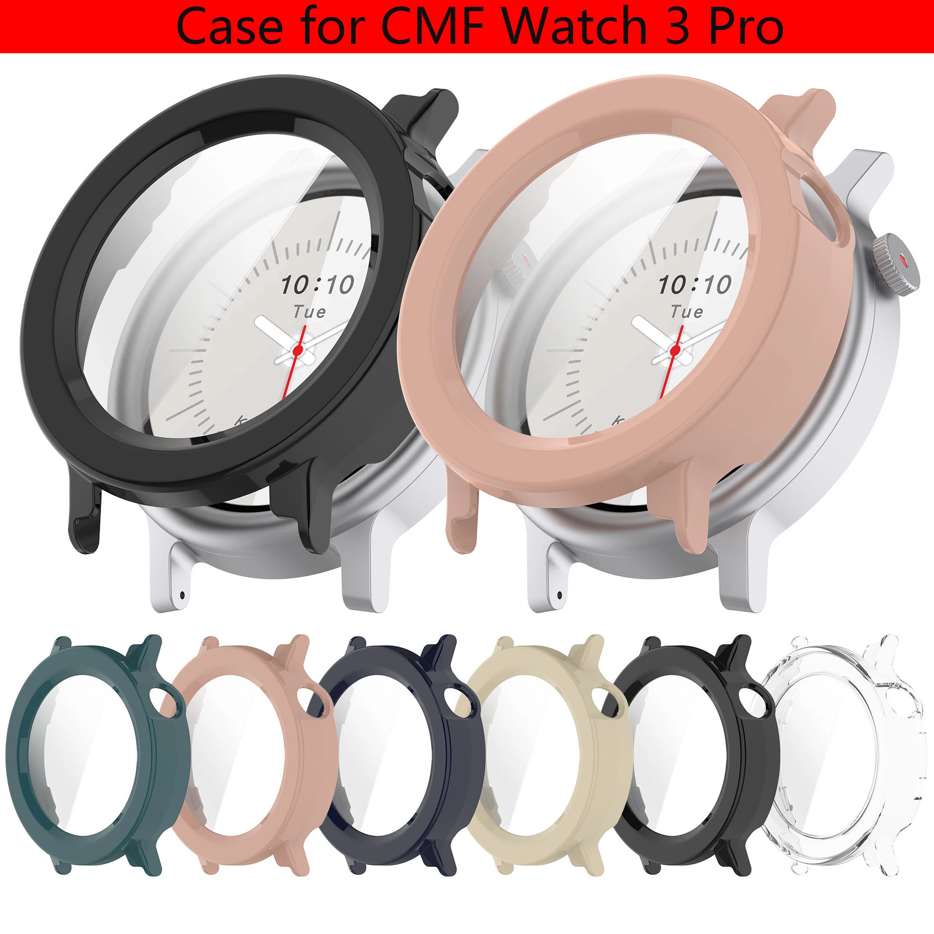 PC Case+Glass for Nothing CMF Watch 3 Pro Smart Screen Protector Hard Bumper Protective Cover for CMF Watch 3 Pro Accessories