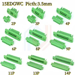 1Sets Wall fixed panel 15EDGWC-3.5mm solder-free mating belt flange frame plug-in terminal block 2P3P4P5P6P7P8P9P10P12P-24P