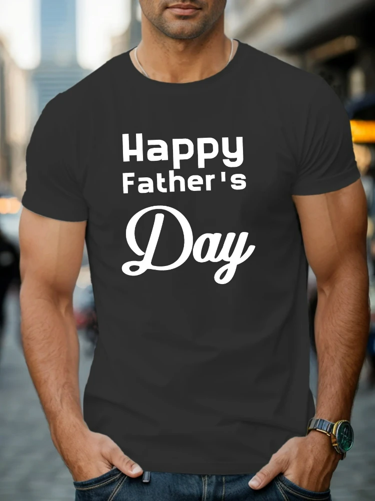

Happy Father s Day pattern design -100% cotton summer short sleeve casual O-neck printed men's T-shirt.