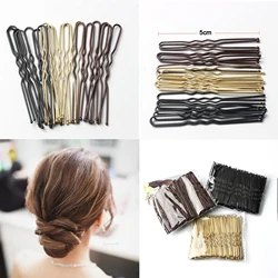 50 Pcs/Bag 5cm 6cm U Shaped Alloy Hairpins Waved Hair Clips Simple Metal Bobby Pins Barrettes Bridal Hairstyle Tool Hair Pins