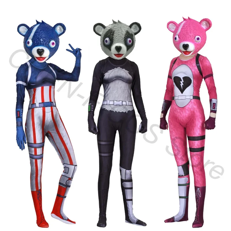 Cuddle Team Leader Cosplay Costume Jumpsuit Mask Headgear Game Role Play Men Kid Uniform Halloween Christmas Carnival Full Set