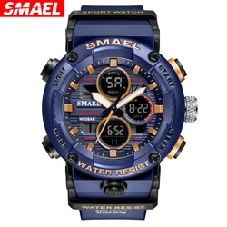 SMAEL Outdoor Sport Watch for Male Quartz LED Digital Stopwatch Big Dial Clock Waterproof Chronograph Wristwatch Men's Gifts