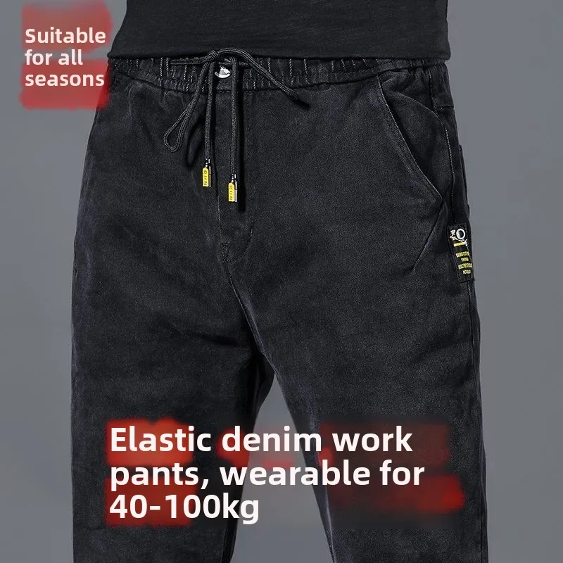 سروال عمل صيفي من قماش الدنيم للرجال ملابس واقية لحام مقاومة للاهتراء مقاس كبير جينز لحماية العمال... #1