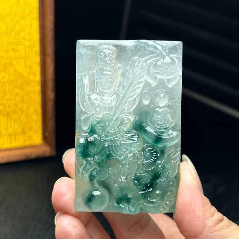 

Natural High Ice Manjushri Bodhisattva Jade Brand, Ring Fashion Pendant