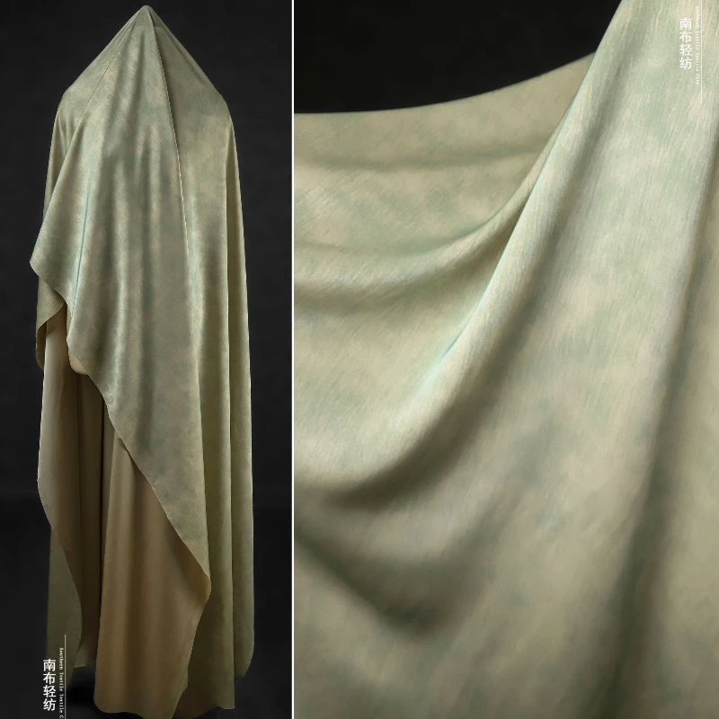 

Apricot Bottom Light Green Vertical Print Fabric for Retro Simple Half Skirt Wide Pants Clothing Designer Diy Sewing Cloth