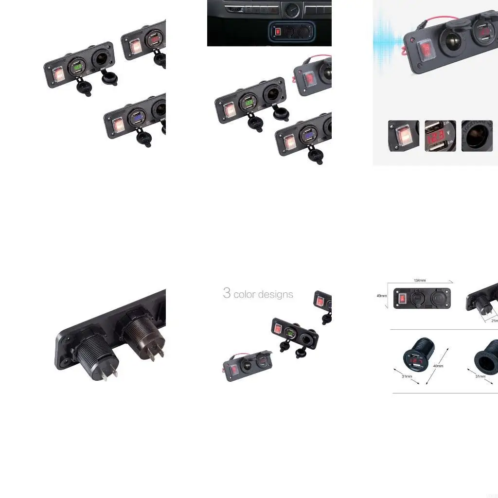 

Car Boat Truck 12V 24V 2 USB Voltmeter Switch Cigarette Lighters Socket with Blue LED