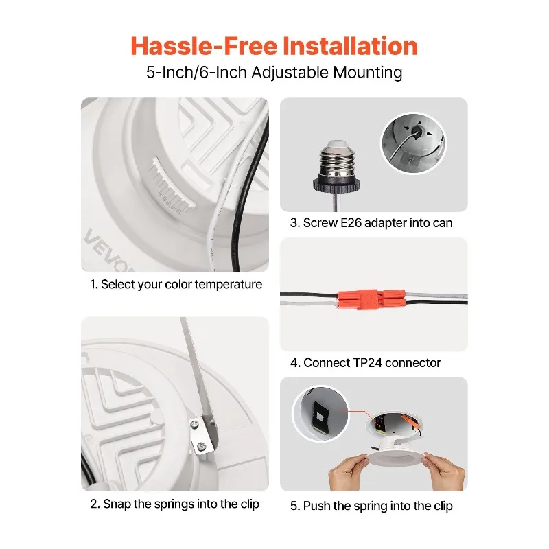 Paquet de 10 éclairage encastré LED rénovation de 4 pouces peut allumer 750 LM 9W 120V 5CCT