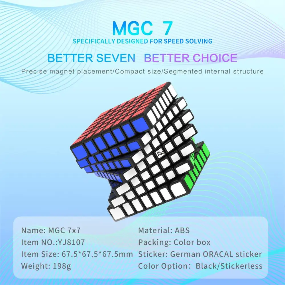 YJ MGC 7x7 M Magnetic Magic Speed Cube Stickerless Professional Fidget Toys MGC 7 7x7M Cubo Magico Puzzle