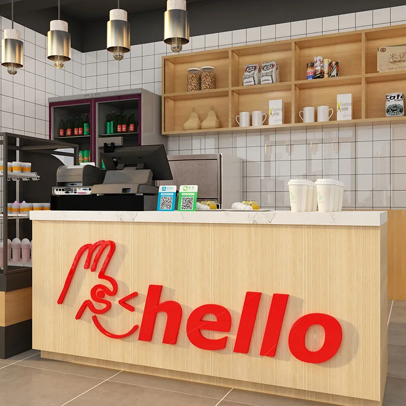 

3-цветные акриловые 3D наклейки на стену «Hello» с улыбающимся лицом, однотонные наклейки на стену с английскими буквами, обои для гостиной, прихожей, домашний декор «сделай сам»