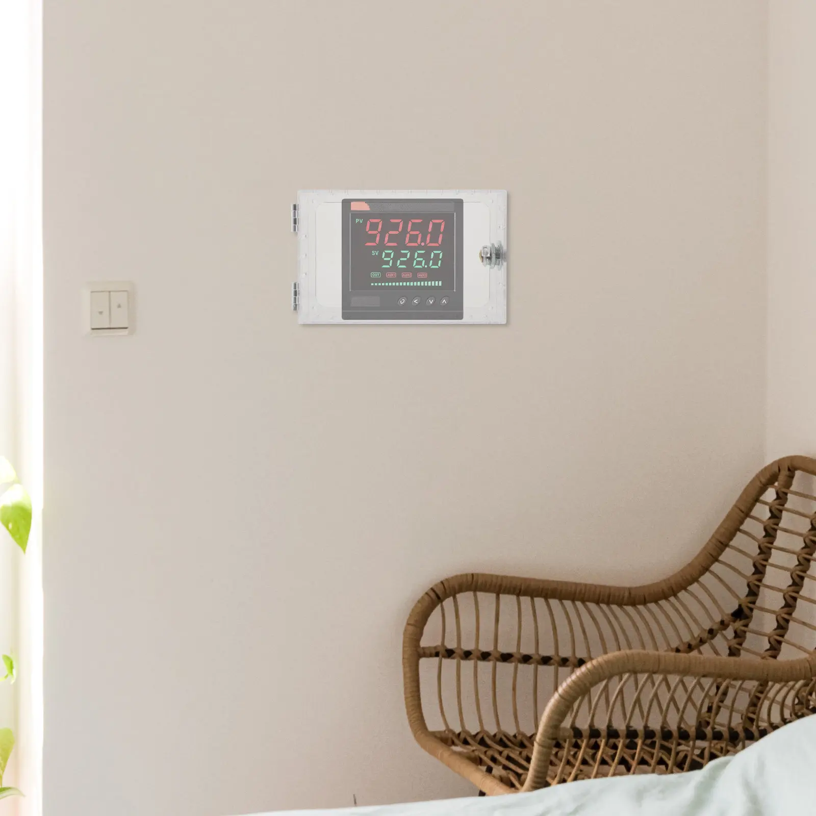 1Set Transparent Thermostat Lock Box Professional Wall Thermostat Guard Heavy Duty Acrylic Iron Material Easy Install Universal