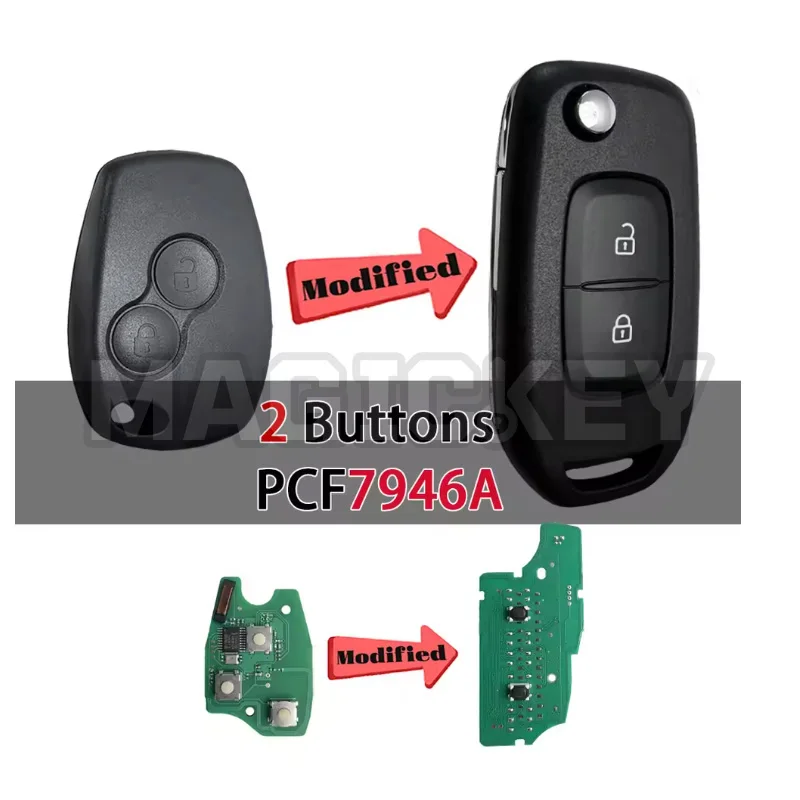 Modified ID46 PCF7946/7947 Chip 433MHz Car Remote Control Key For Renault Logan Master Twingo Clio Kangoo Modus Traffic Dacia view 3