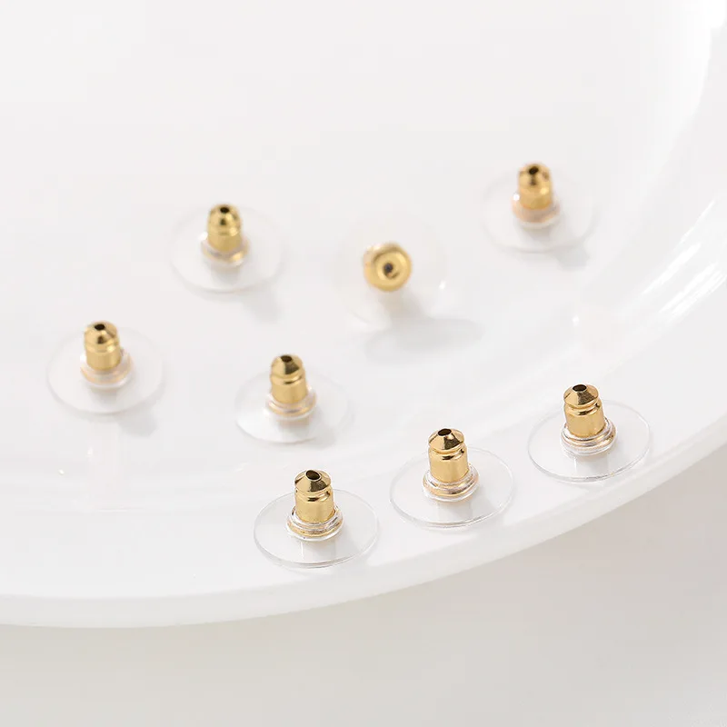 (4108)100PCS 11MM Gold Color Siver Color Iron+Plastic Earring Back Diy Jewelry Findings Accessories