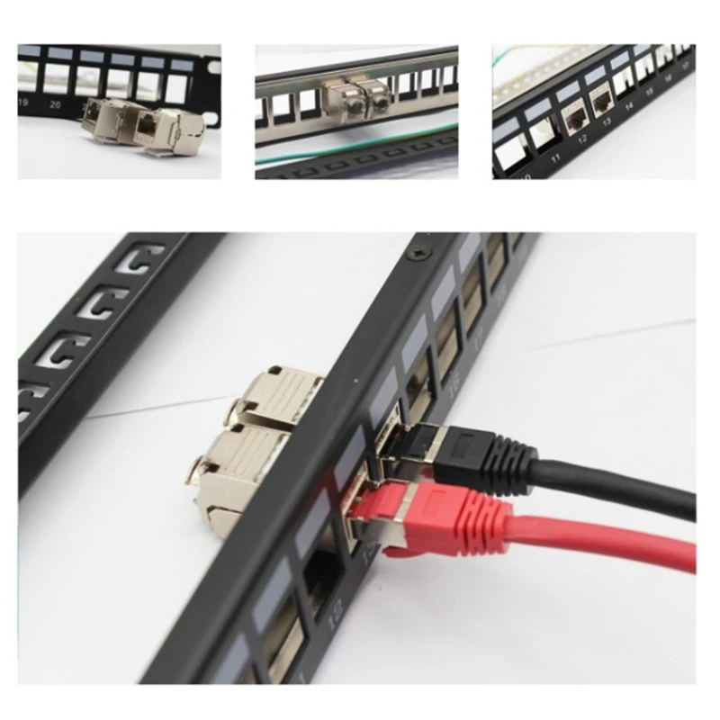 Cat5e Cat6a Cat7 키스톤 이더넷 케이블에 적합한 올 메탈 랙 마운트, 24 포트 RJ45 블랭크 패치 패널, 1U, 19 인치