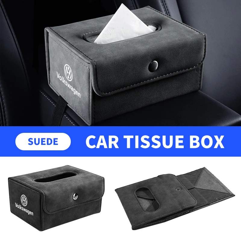 1pcs Multifunctional Leather Tissue Box Car Folding Tissue Box Car Accessories For Volkswagen VW R Line Golf MK4 MK5 MK6 MK7 MK8