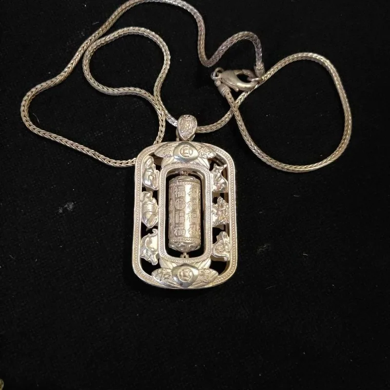 

Tibetan Silver Zodiac Hanging Necklace Handmade with Exquisite Carving Craftsmanship, Fashionable and Exquisite Gift