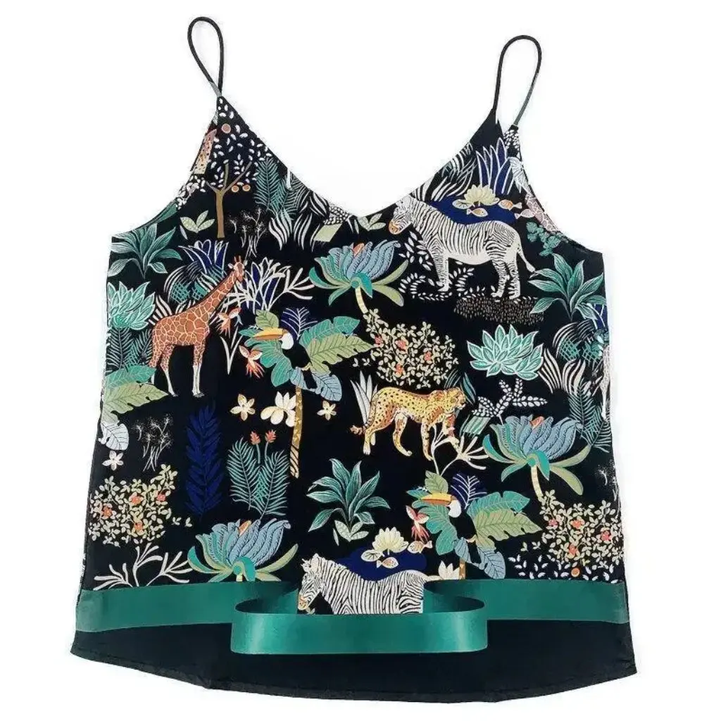 

Women's Tropical Jungle Ethnic Style V-neck Camisole Color Printed Thin Shoulder Strap Summer Autumn Base Shirt