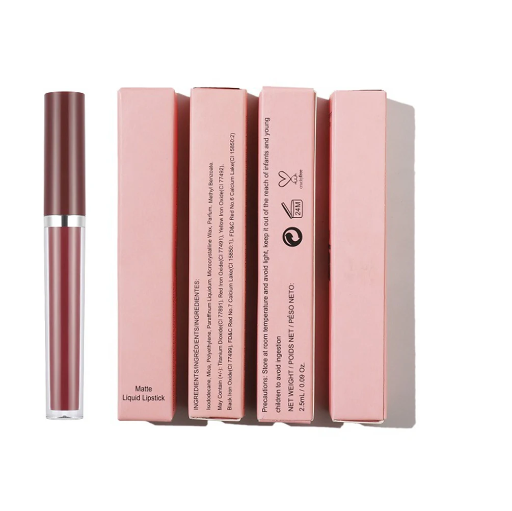 

Lip Gloss Private Label Pigment Long Lasting Waterproof Non-stick Velvet Matte Custom Logo Makeup Bulk Cruelty Free Pink Package