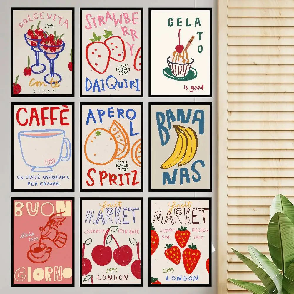 Abstrakte Nachmittagstee Dessert Kaffee klassische Vintage Poster Vintage Zimmer Home Bar Cafe Dekor Nordic Home Decor