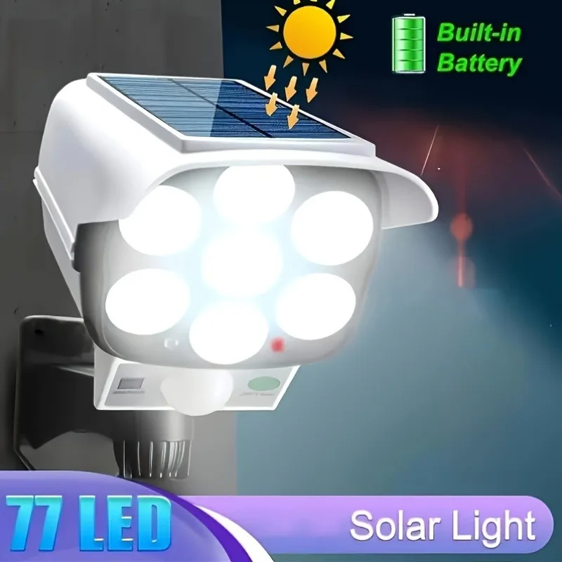 77LED Outdoor Solar Security Light Solar Smart Light Ultra-Bright LED Outdoor Wall Lamp With Motion Sensor IP65 Waterproof