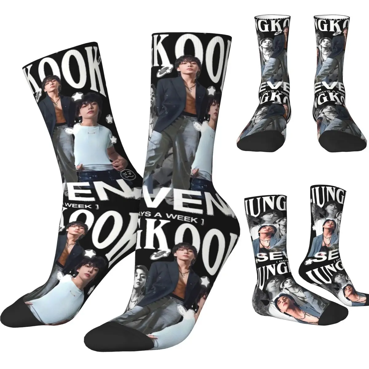 Retro Jungkooks Socks Spring Stockings Modern Men Warm Soft Socks Pattern Running Anti-Slip Socks