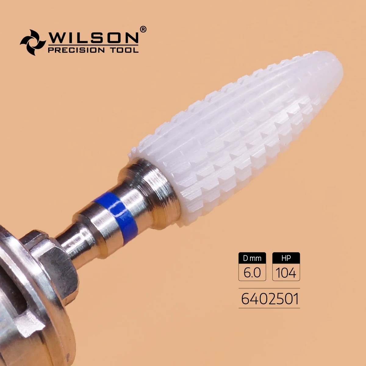 WilsonDental Burs в форме пули-спиральная резка-белая керамика- (6402401-6402601) -циркониевые керамические стоматологические боры