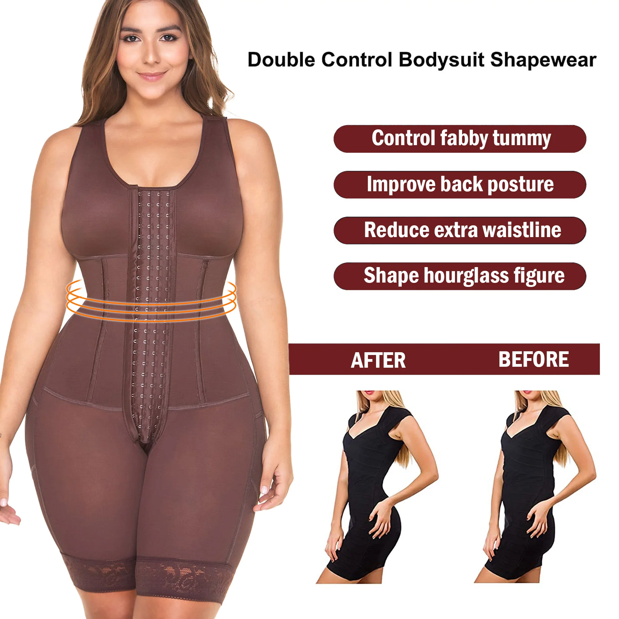 Fajas Colombians Postpartum Repair High Compression Girdles Long Torso Shapewear Women Slimming Belly Sheath with Steel Bones