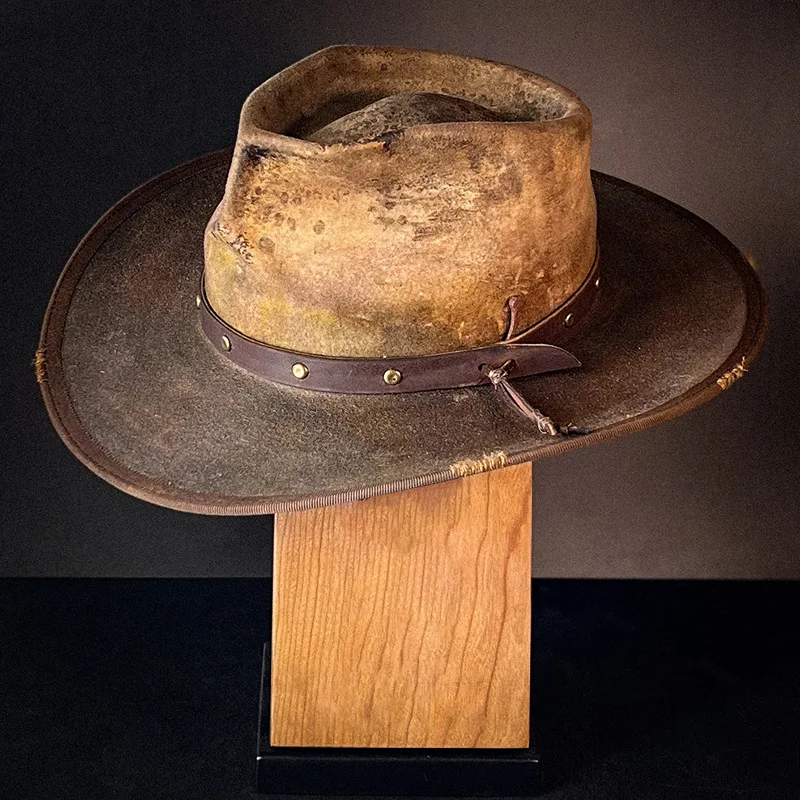Texas Edge-Stitched Rivet Belt Vintage Wool Felt Hat Fedora