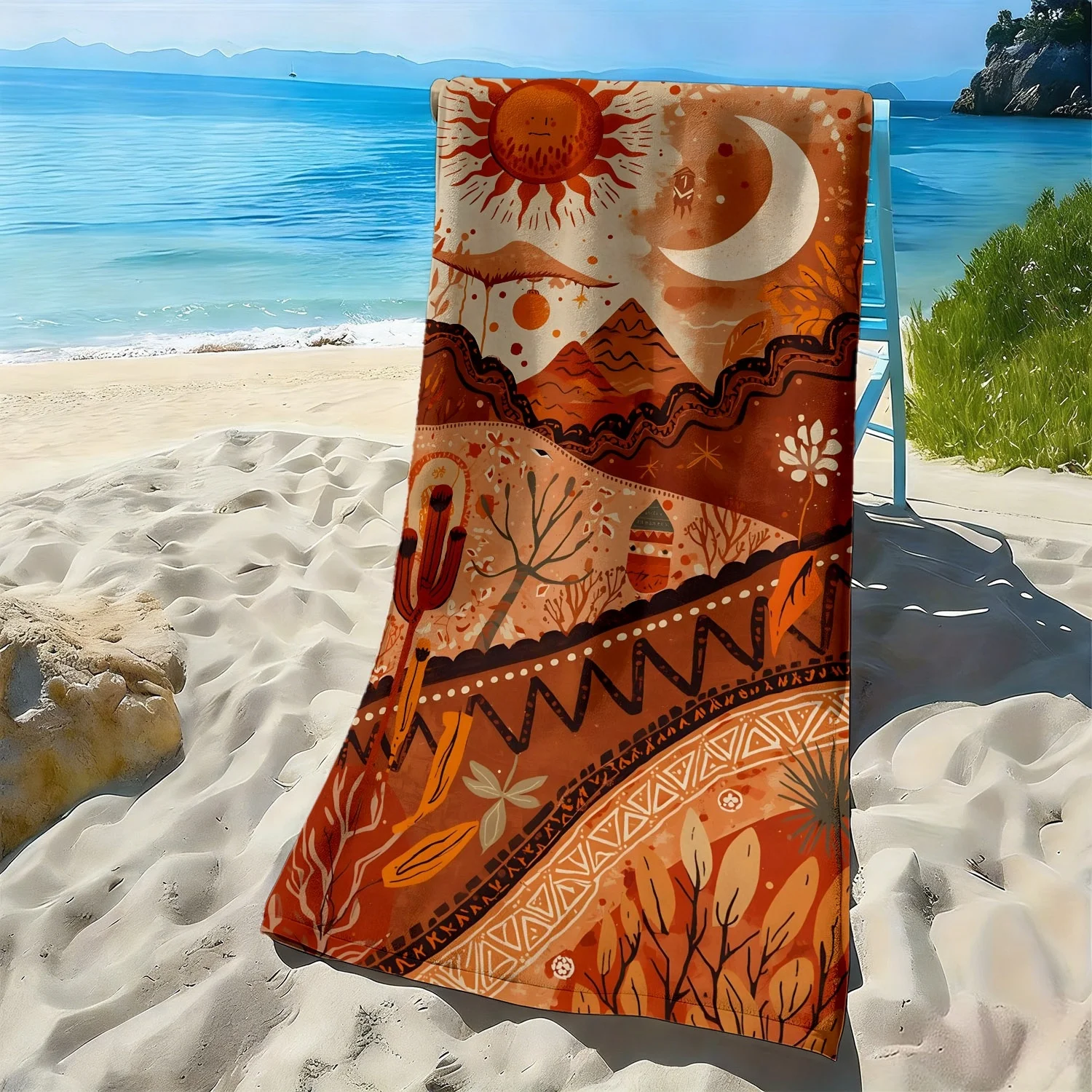 Mysterious Desert Fantasy Patterns polyester microfiber beach towel is highly absorbent, suitable for swimming and beach outings