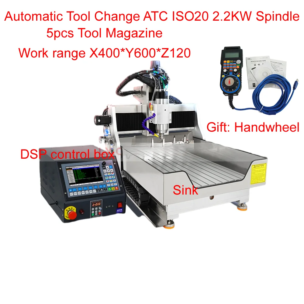 Metal Engraver cnc 6040 ATC Spindle Square Rail CNC Engraving Carving Machine Automatic Tool Change ATC ISO20 Tool Magazine