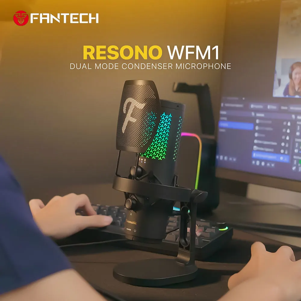 

FANTECH RESONO WFM1 Wireless Condenser Microphone Built in Shock Volume Control and Mute Button Mixing microphone