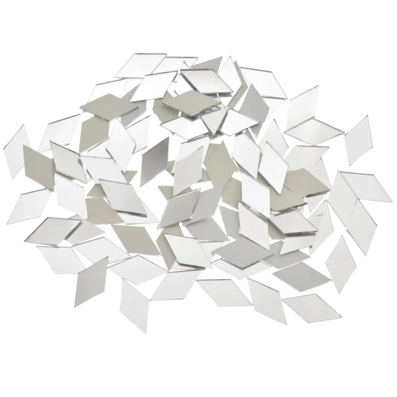 2025 neue 100PCS Glas Spiegel Mosaik Fliesen Groß Diamant Form DIY Handwerk Handgefertigte Zubehör Hause Wand Kunstwerk Dekor liefert