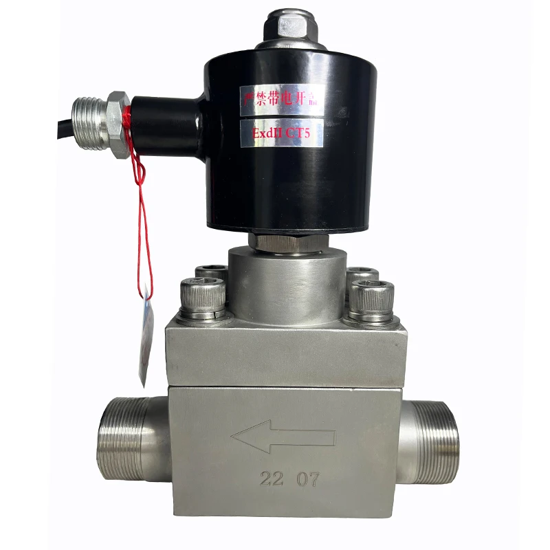 

20MPa 200Bar 2 way oxygen solenoid valve soldered connection Orifice 25mm SS304 Explosion-proof CT5 Normally Open