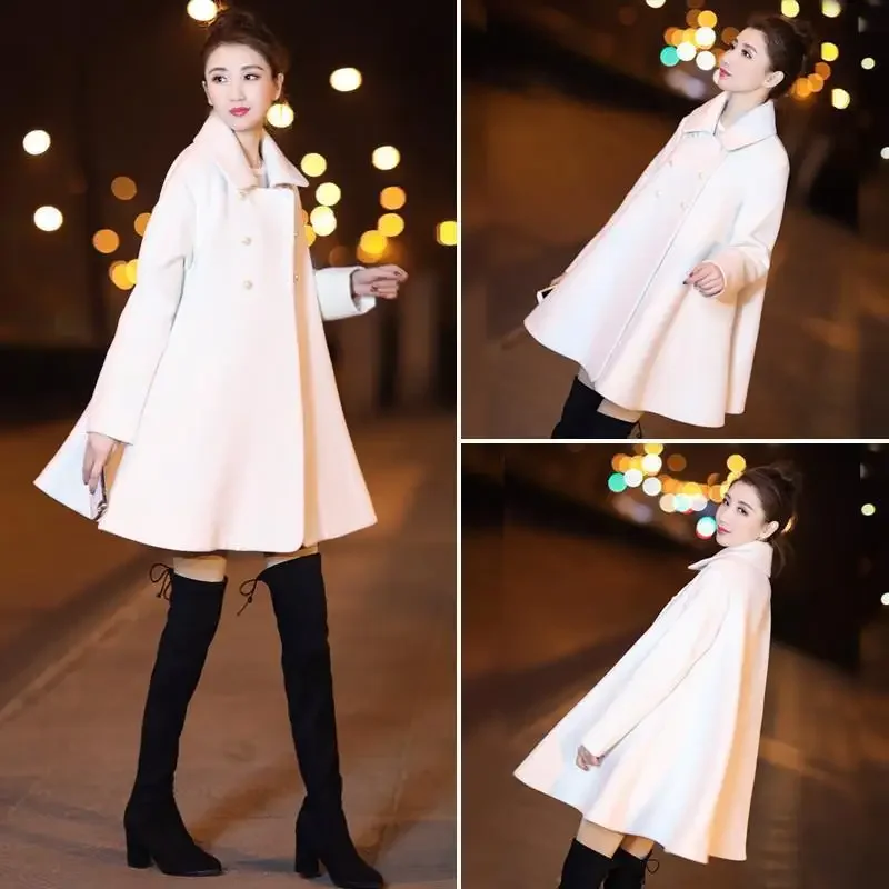 Autumn Winter Plus Size Women Coat Woolen Cloth Cloak Loose Overcoat Female High Quality 2024 Manteau Femme Hiver Oversize Q323