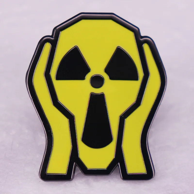 Funny Scream Skull Enamel Pin Art Warning Nuclear Radiation Symbol Brooches Hip Hop Punk Jewelry Lapel Backpack Hat Badge Unisex