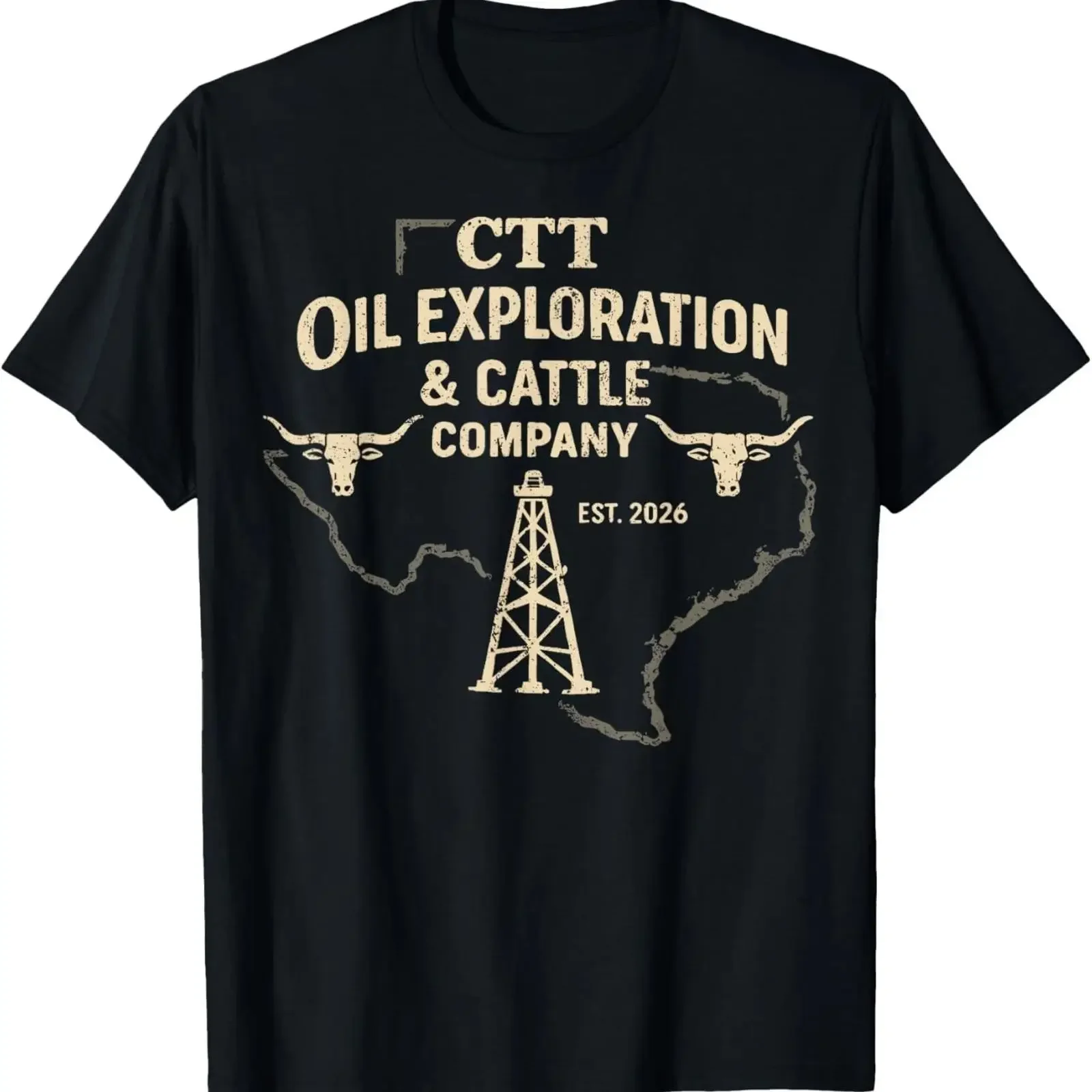 CTT Oil Exploration amp Cattle Company Texas T Shirt UNISEX vintage Washed Soft streetwear Stretched Versatile Breathable