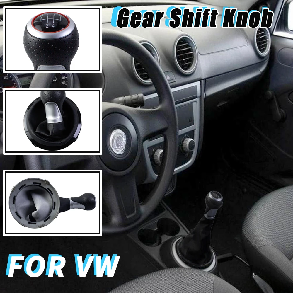 Penna per leva del pomello del cambio in pelle a 5 velocità per Volkswagen GOL G4 G5 Accessori per auto Ghetta Copri bagagliaio linea rossa