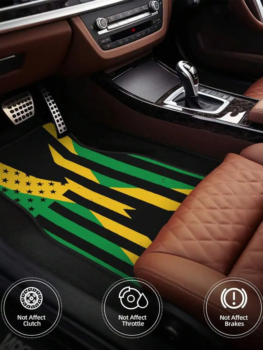 

Jamaican Flag 4-Piece Car Floor Mats Rubber Backing Durable Auto Interior Accessories