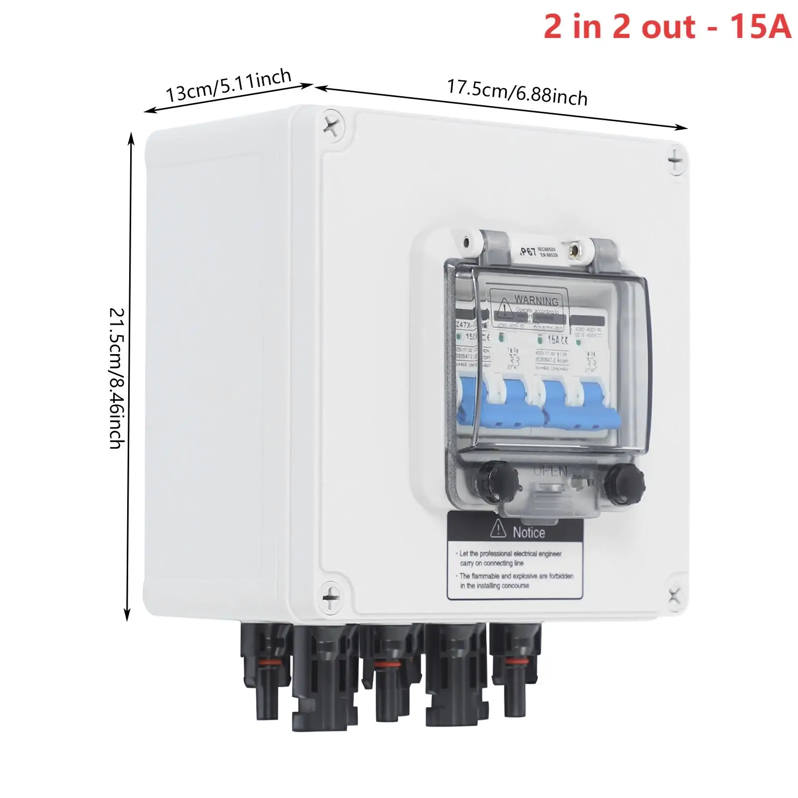 DC 12–400 V PV-Kombinator-Box, 4 Eingänge, 4 Ausgänge, 2 Eingänge, 2 Ausgänge, Solar-Leistungsschalter, IP67 wasserdicht, Flammschutz, Überspannungsschutz