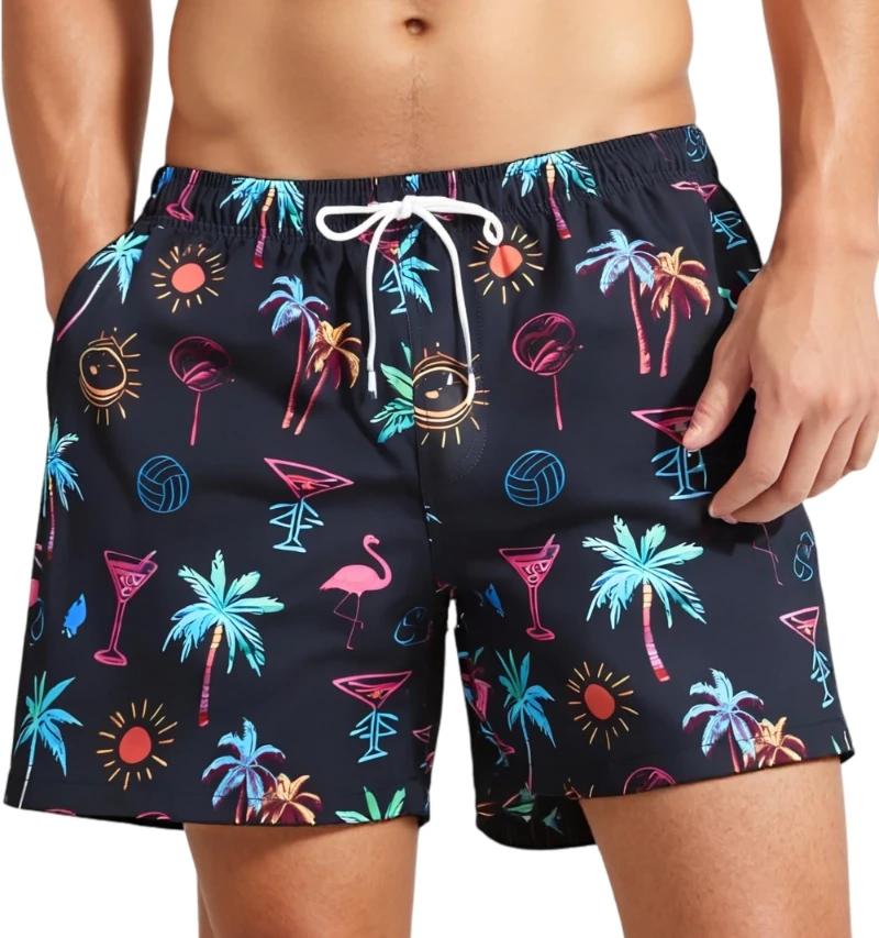 Men'S Beach Shorts Summer Loose Quick Drying Drawstring Sports Shorts Beer Printed Casual Shorts Outdoor Fitness Y2k Men Shorts