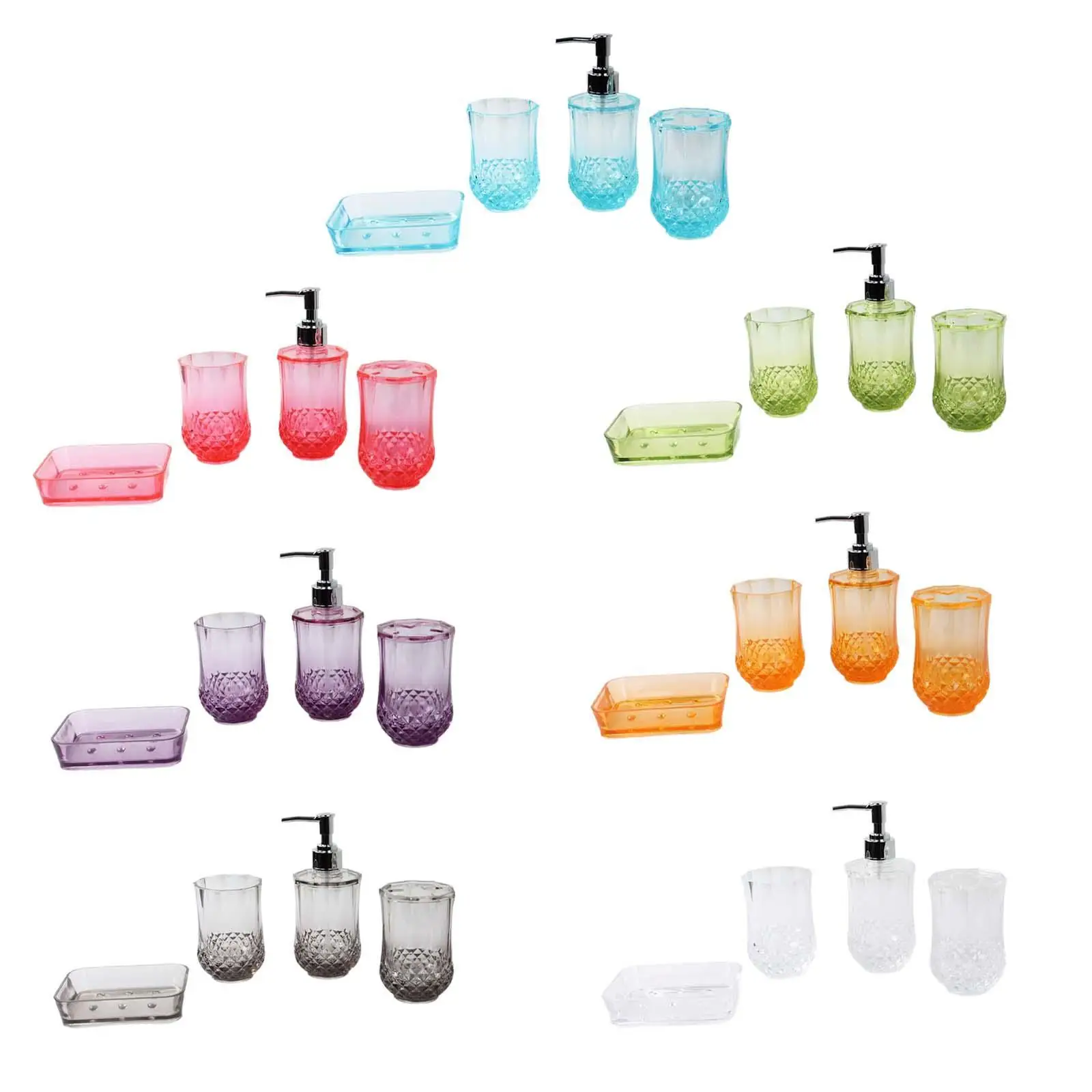 4 Pieces Toothbrush Holder Soap Dispenser Apartment Essentials Acrylic Soap Dish Bathroom Accessories Set for Countertop