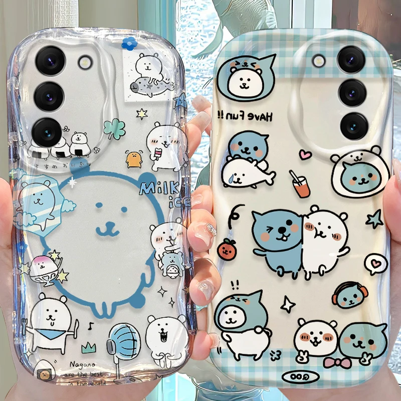 Kawaii Qoos Joke Bear Case for Samsung Galaxy S26 S25 S24 Plus S23 Ultra S22 S21 S20 FE A73 A71 4G A57 A56 A55 A54 A53 5G Cover