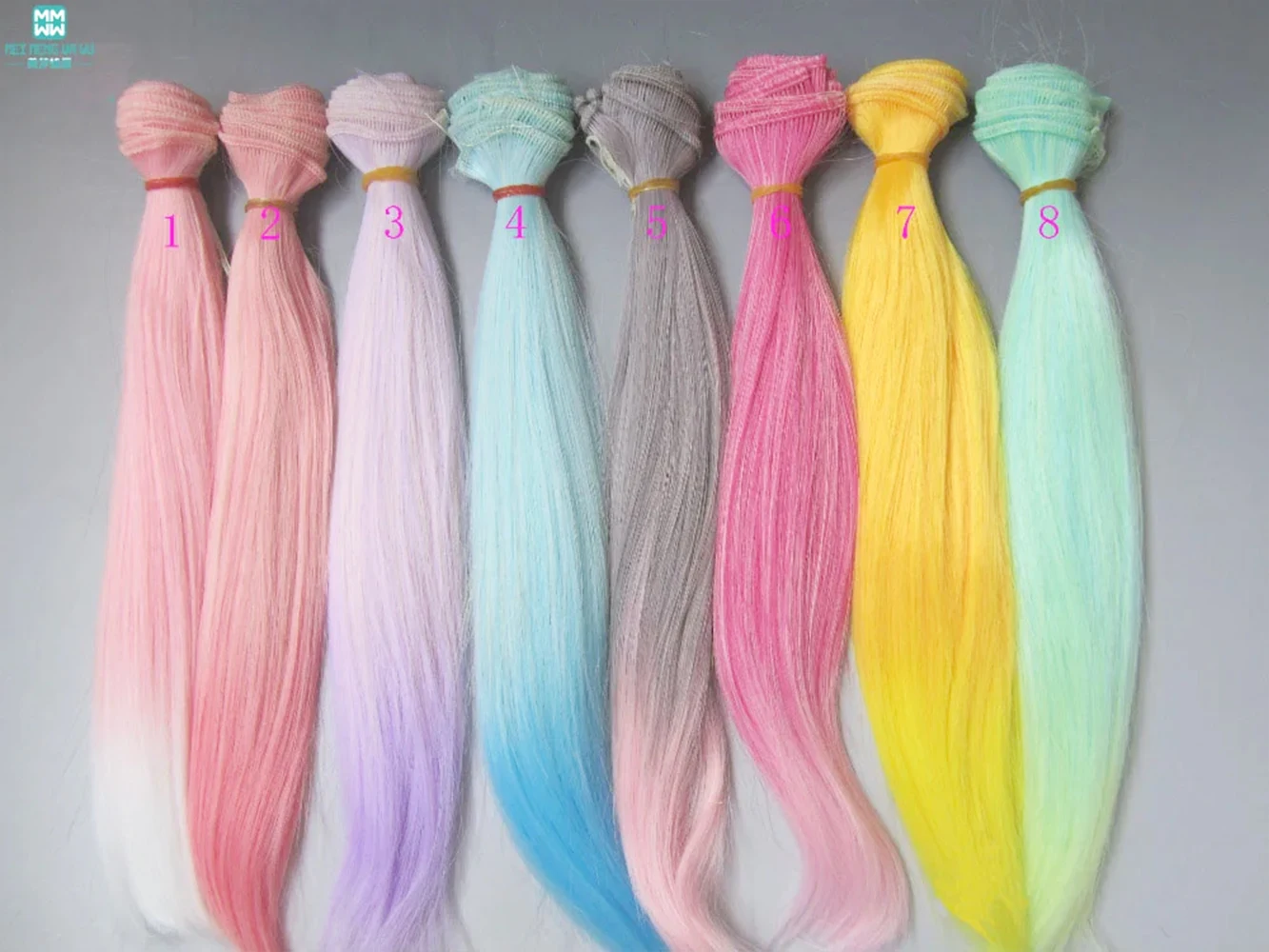 25cm Gradient color straight hair for dolls 1/3 1/4 1/6 BJD diy doll wigs