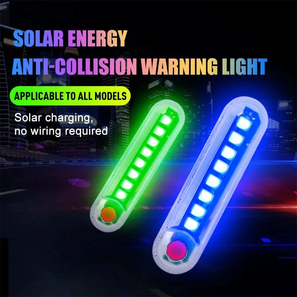 NEW Car solar Strobe warning light LED light bar 8 SMD Auto emergency light signal light rescue lamp 8 flashing modes colorful