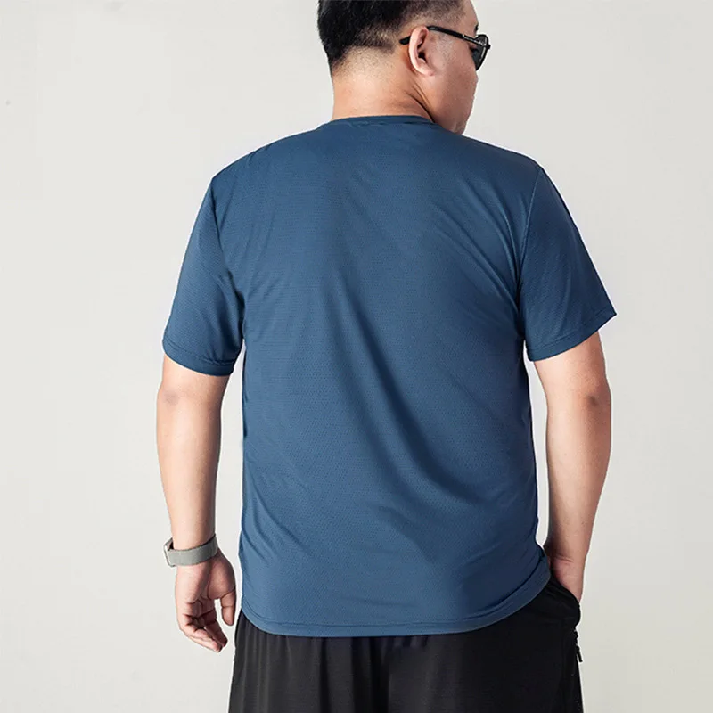 275KG Summer Plus Size T Shirt 17XL 16XL Men Ice Casual Solid Short-sleeved Loose Short Sleeve Body Shirt Top 15XL Quick Dry