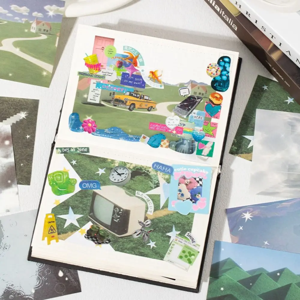 Creative 72 Sheets Scrapbooking Stickers PET Shallow Dream Realm Series Kpop Stickers DIY Gift Scrapbook