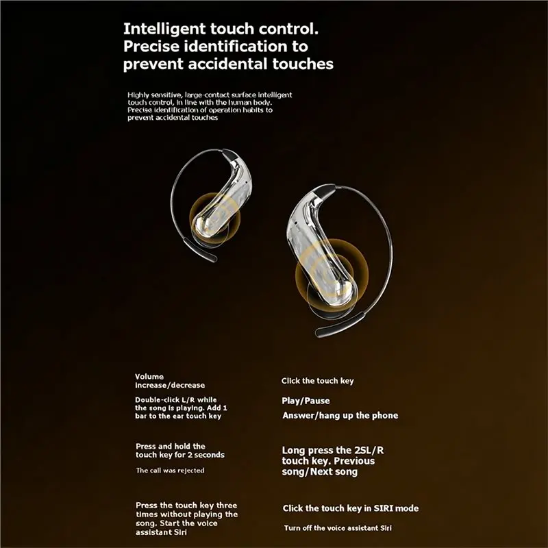 【TODAY-BUY】Bluetooth 6.1 Smart Digital Display Headset AI Translation Feature Dual Earhook Compact Portable Headphones